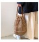 Women's Bucket Straw Messenger Shoulder Bag